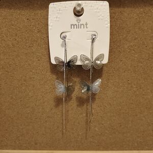 Mint Silver Butterfly Earrings